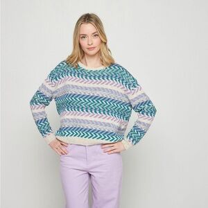 Poles Maison Montagut Sweater Womens Medium Purple Textured Cotton Linen Jumper‎